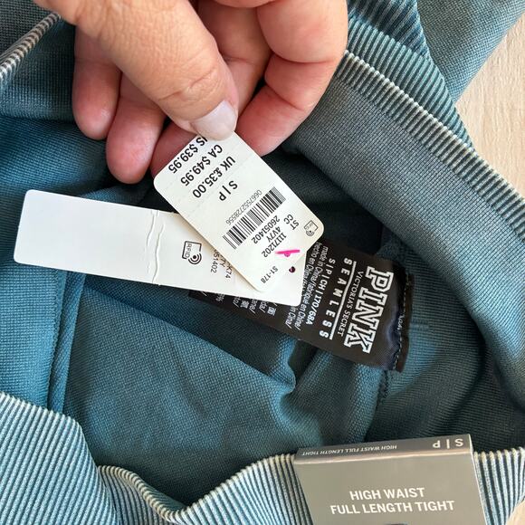 Victoria Secret Pink Seamless Green Marble Leggings NEW Workout Tights US Small - Picture 7 of 10